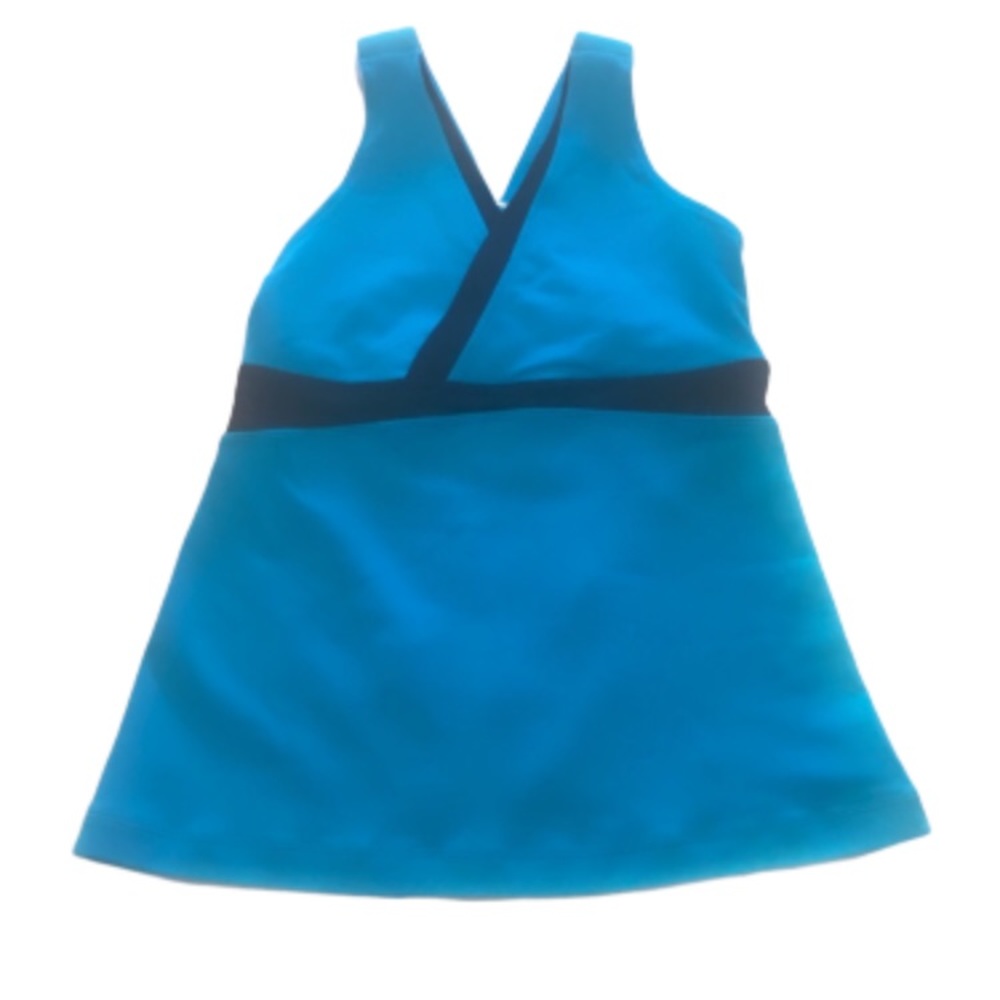 Lululemon deep V teal blue and black tank